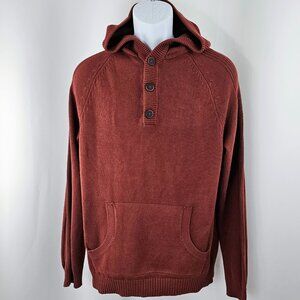 Flag & Anthem Men's Rust Red Hooded Pouch Pocket Cotton Sweater Size M NWT